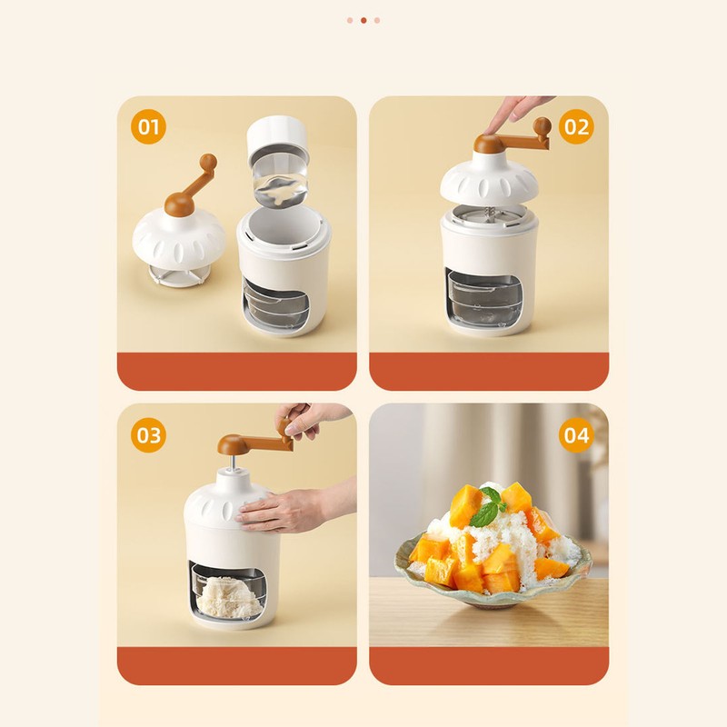 Hand Crank Shaved Ice Machine Stainless Steel Blades Safe Portable
