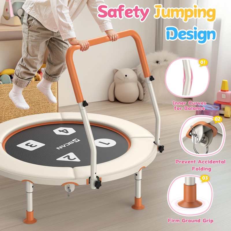 BCAN 36'' Toddler Trampoline, ASTM Certified-Foldable Mini Trampolines for Kids