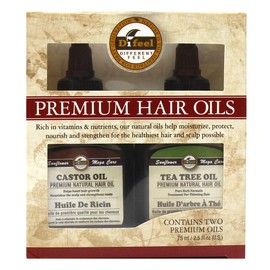 Difeel Premium Natural Hair Oil - Castor Oil and Tea Tree Oil 2.5 Ounce (2-Piece Set)