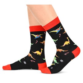 Zmart Christmas Socks for Women Men - Holiday Socks Dinosaur Socks for Teens, Secret Santa Gifts Christmas Gifts Stocking Stuffers