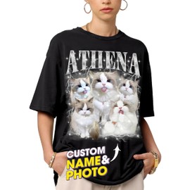 Mit & Mia Custom Your Pet Bootleg Rap Tee Custom Photo Shirt for Boyfriend Girlfriend Custom 90s Vintage Shirt Graphic Tees Birthday Valentine Day Gifts for Dog Cat Lovers, Large, Style #43