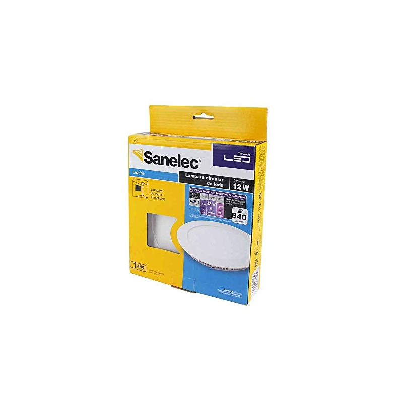 SANELEC, Panel de LEDS, Lámpara de Techo Empotrable, 12 W,