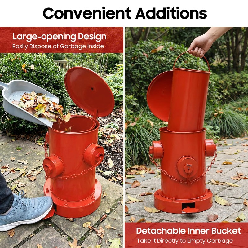 WUSILILU Retro Hydrant Trash Can,Fire Hydrant Metal Pedal Trash Can