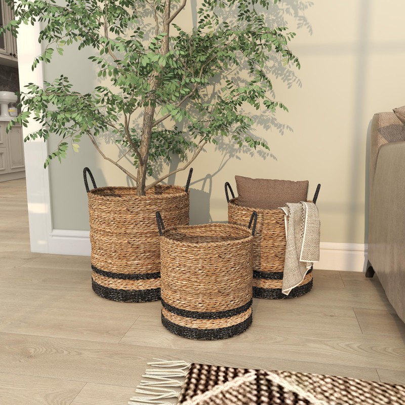 Deco 79 Modern Seagrass Storage Basket, 3 PIECES CONVENIENTLY SIZED,