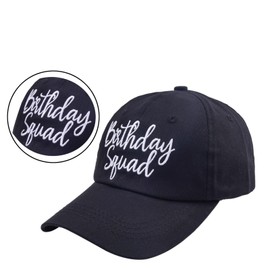 Birthday Party Hats Funny Birthday Squad Embroidery Adjustable Black Baseball Cap for Women