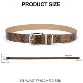 LJCZKA Ladies PU Leather Belt Fashion Casual Skinny Waist Adjustable Belt with Silver Buckles for Jeans Dress, Black Camel Leopard (Camel)