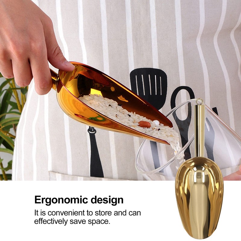 Ice Scoop, Stainless Steel Ice Bucket Scoop, U-shaped Ice Scoop,