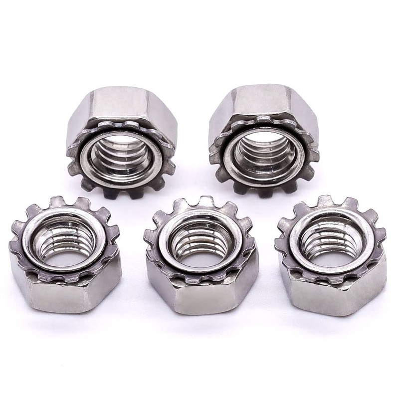 M5-0.8mm K-Lock Nuts, 304 Stainless Steel 18-8, Kep Lock Nuts