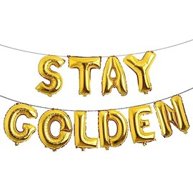 RUIANSI Golden Birthday Stay Golden Banner 16 Inch Multicolor Hanging Decor for Boy Girl Adults (STAY GOLDEN Gold)