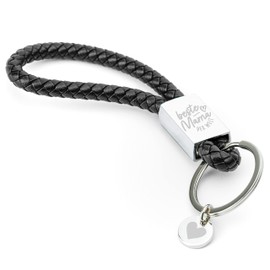 Glitzkind Keyring with Engraving for Mum, Grandma, Dad, Girlfriend, Heart Pendant Gift for Mum, Mother's Day, Birthday, Christmas, Key Ring, Car Key, Silver, black, Einheitsgröße