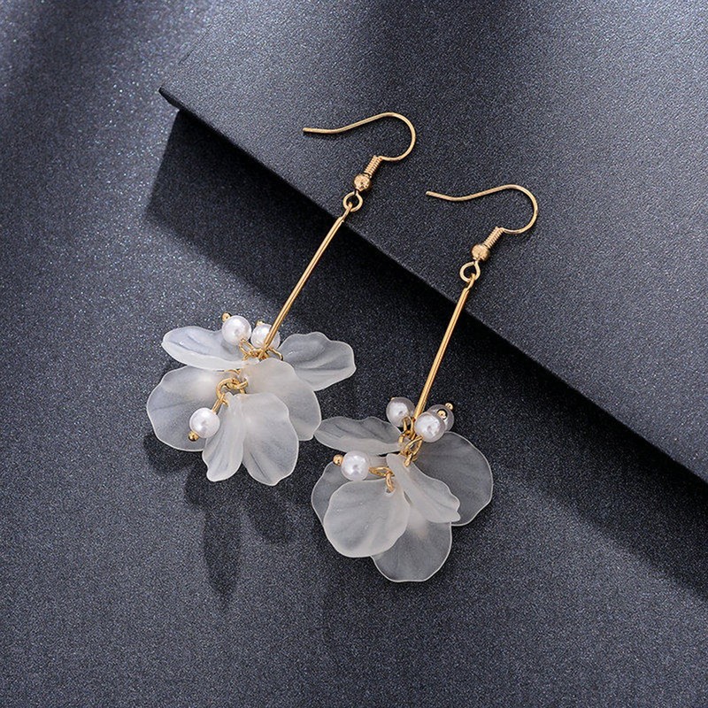 Merdia Dangle Earrings Synthetic Resin Petals Drop Long Earring For