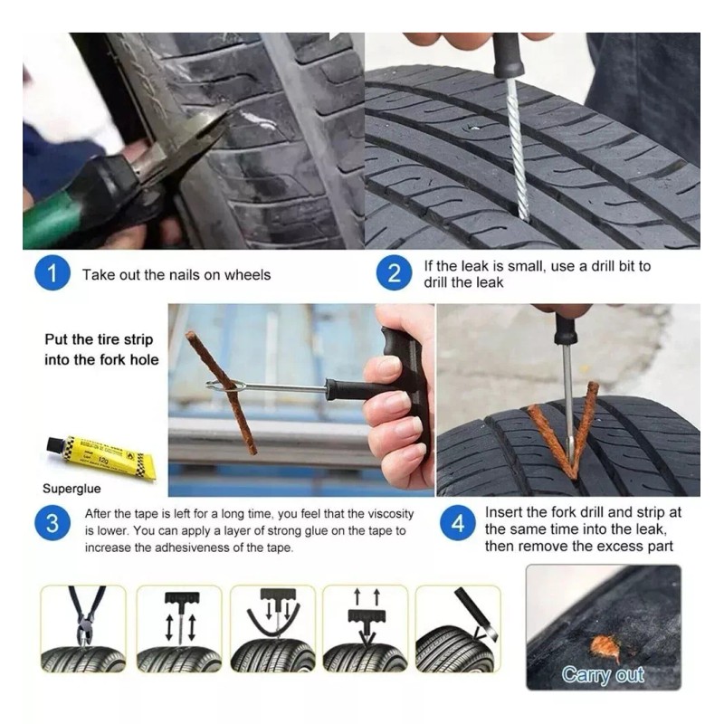 OEM Kit Reparacion D Neumatico Parche Emergencia Carro Moto Bici