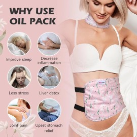 Pedobi 2 Pack Castor Oil Wrap Organic Cotton for Liver Detox, Pink Magnolia