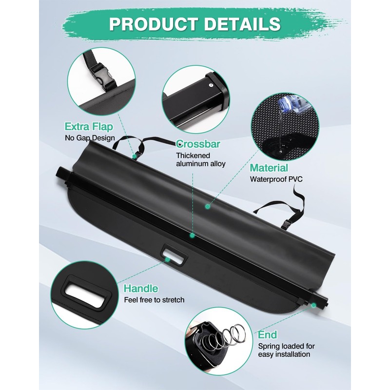 Powerty Cargo Cover for Jeep Patriot & Compass 2007-2016 Accessories