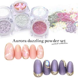 iro gel Nail Art, Aurora Dazzling Powder, Set of 2, 4 Types, Aurora Powder, Rainbow Powder, Effect Powder, My Cafe Crake, Rainbow Powder (Type A)