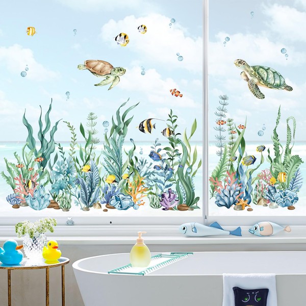 decalmile Summer Under The Sea Seaweed Double Sided Window Clings