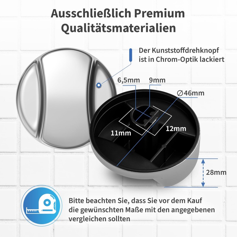 AQUADE Rotary Eccentre, 46 mm, Made of Plastic, Glossy Chrome-Plated