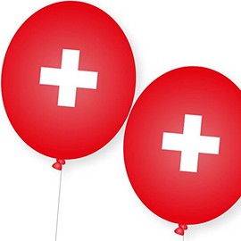 DH-Konzept Pack of 8 Balloons * Switzerland * as Decoration for Theme Party, Country Party and Birthday // Balloons Party Set