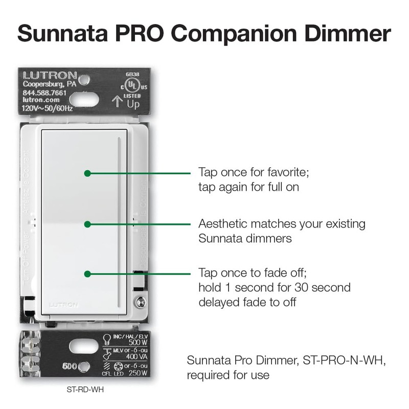 Lutron Sunnata Companion Dimmer Switch, only for use with Sunnata