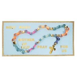 Fun Express Religious Rosary Paper Chain Classroom Bulletin Board Decorating Set - 89 Pieces