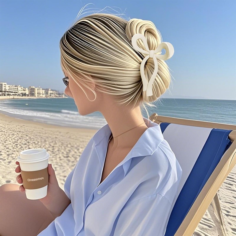 Oneasmot 2 PCS Bow Claw Clips - Medium Matte Hair