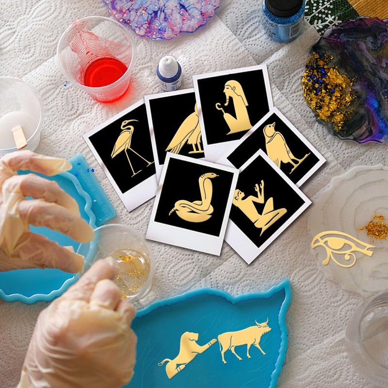 OLYCRAFT Golden Metal Stickers - Egyptian Writing, Sphinx Eagle Energy