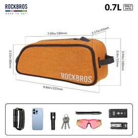 ROCKBROS Road-to-Sky Bicycle Frame Bag Top Tube Bag Waterproof 0.7L Reflective Bicycle Bag for Front Frame for MTB/Road Bike/Gravel Bike