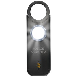 Police Magnum Personal safety alarm Keychain-135dB Rechargeable LED Siren- Black