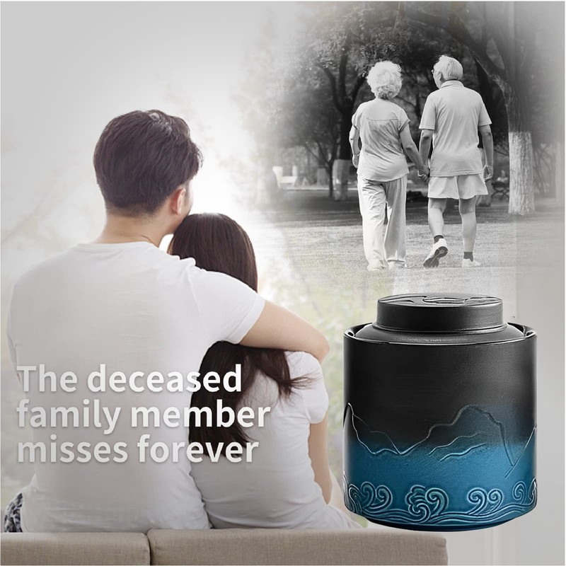 NS Online Small urn Human Ashes Keepsake - Black Blue