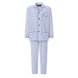 El Búho Nocturno Men's Long Cotton Pyjamas for Men Classic Lapel Button Jacket Checked Striped Hospital Pyjamas, Poplin Pyjamas Grey 1527_20, 3XL