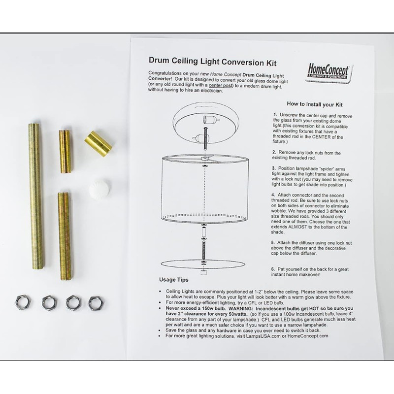 Moderne Flush Mount Conversion Kit 18" w Granite Gray Burlap