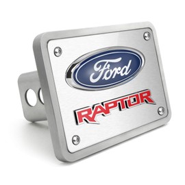 iPick Image Made for Ford Raptor Red 3D Logo Brushed 3/8" Thick Billet Aluminum 2" Tow Hitch Cover