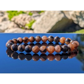 RAYON CHIASTOLITE bead bracelet Men Stretch 8mm SPAIN 7, 7.5, 8, or 8.5 inch