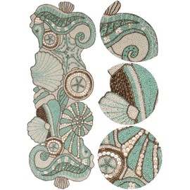 Handcrafted Coastal Theme Sea Shells Beaded Table Runner Beach Nautical Decor Tabletop Multi Colour-Home Decor Mat for Wedding Christmas Decoration Family Gathering - Pack of 1 Measure 13 x 36 inches