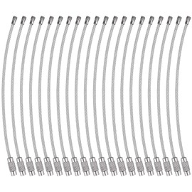 Wisdompro Wire Keychains, Screw Type, Wire Keyring, Key Chain, Stainless Steel, Key Storage, Prevents Lost and Theft, 4.3 inches (11 cm), Set of 20, Silver