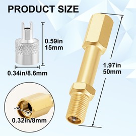 HINZIC Brass Tire Valve Extension Adaptor, 50mm/1.97" Heavy-Duty Valve Stem Extension, Wheel Tire Cap Extender Wheel Repair Tools for Car Truck Motorcycle Bike
