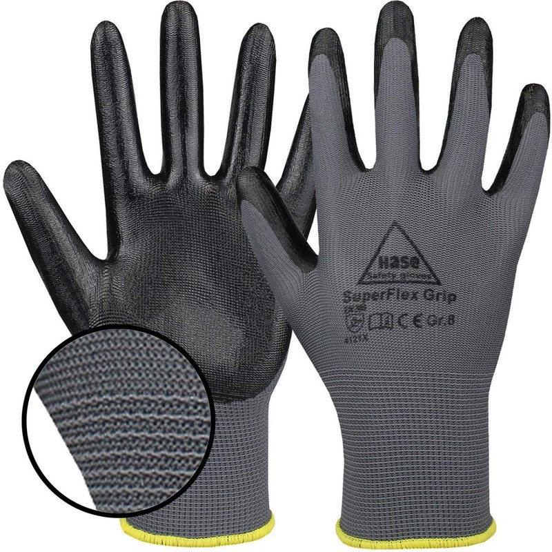10 Pairs Rabbit Safety Superflex Grip Nitrile Work Gloves, Non-Slip
