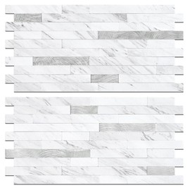 STICKGOO 2 Sheets Peel and Stick Backsplash Tile, Stick on Backsplash for Kitchen and Bathroom, Sunny Beige Look PVC Mixed Metal Gold Self Adhesive Wall Tiles