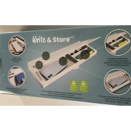 MessageStor Write & Store Glass Desktop Whiteboard And Organizer (18’x6’x2.4)Ne