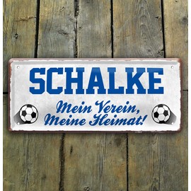 schilderkreis24 Schalke Football Sign "Mein Verein, Meine Heimat!" Decorative Garage Item Sport Club Gift Idea Club Christmas Football Fan Lovers Enthusiasts 28 x 12 cm