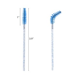 BTYMS 100 Pcs Lash Brush Eyelash Mascara Applicator Spoolies Wand Brow Brush - Blue