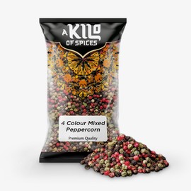 A Kilo of Spices | 4 Colour Mixed Peppercorns Whole Dried (Black, White, Pink, Green) (500g) | Black Peppercorns with White, Green, Pink Peppercorns | Multicolour Pepper Mix for Cooking and Seasoning