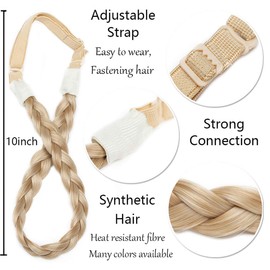 Fashion Hair Extension Braided Headband Braided Hair Thick Chunky Headband Accessory Costume Braided Hairpiece for Women Small 0.6 Inch Honey Blonde Mix Bleach Blonde
