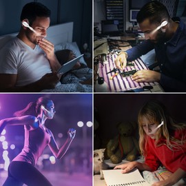 HONGUT Ear-Wearing Reading Light, Reading Lights for Books, USB Book Light, 3 Brightness Levels Dimmable Reading Light, Hands-Free Book Light for Reading in Bed, Knitting