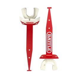 Battle Sports Speed Pro Two-Tone Mouthguard, No Boil, Braces Compatible, Connected Strap, Maximum Breathability (Red/White)