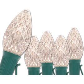 Wintergreen Lighting Set of 50 C7 Opticore Warm White Outdoor Christmas Lights - Commercial LED Christmas Lights Heavy Duty; Green Wire (50 ft)