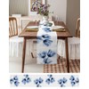 Floral Table Runner Blue Tulip Ray Flower Cotton Linen Table