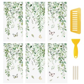 WANDIC 6PCS Greenery Rub On Transfer Sticker, Plant&Butterfly Splicing Pattern Decal for Party Present Packaging DIY Scrapbooking Albums Windows Furniture,15 * 30cm