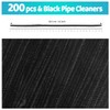Iooleem 200pcs Black Pipe Cleaners, Chenille Stems, Pipe Cleaners for
