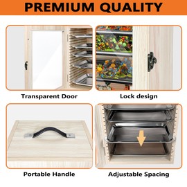 Miniature Carrying Case with 5 Metal Tray, Miniature Storage Case, Miniature Display Cases with Lock, Oak